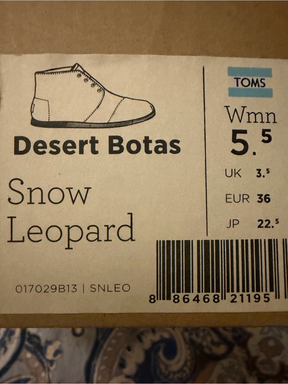 TOMS Desert Botas Kids Shoes in Snow Leopard Print
